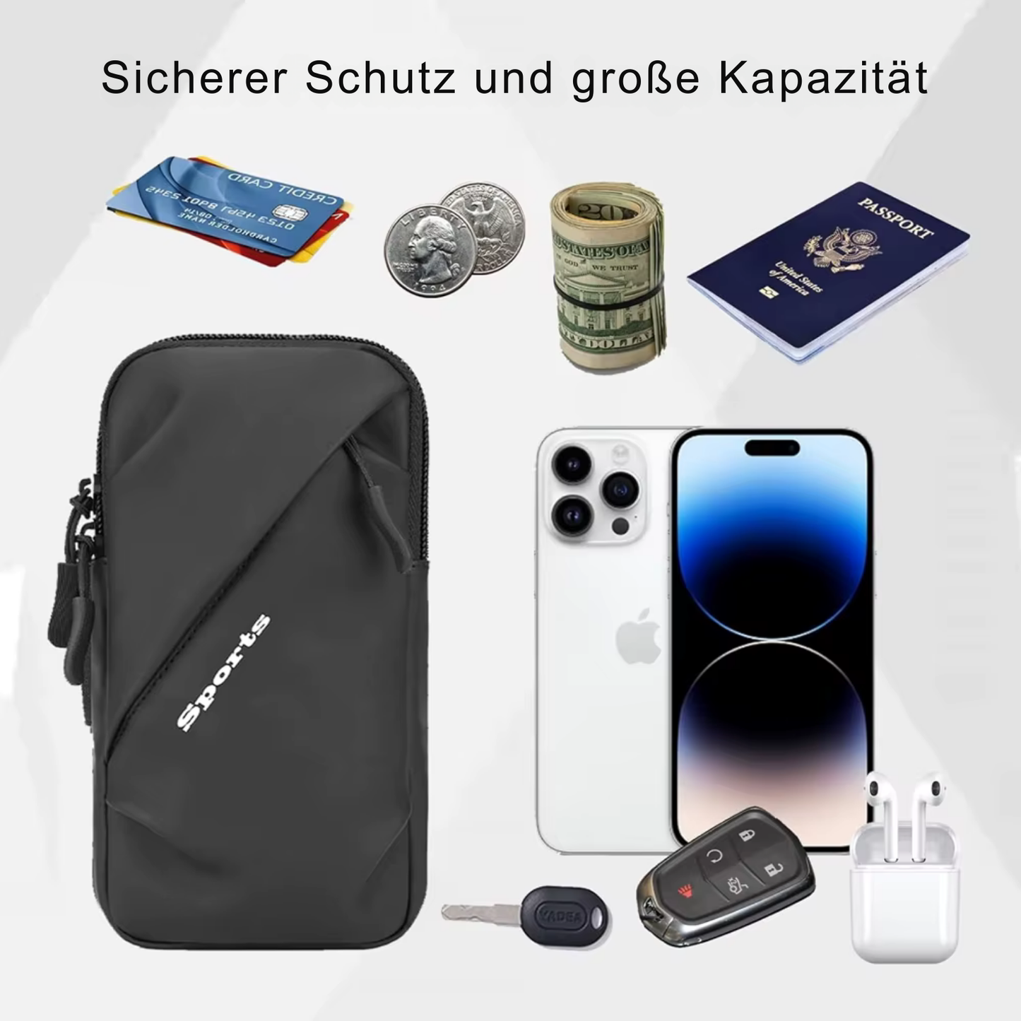 Brassard de sport universel étanche en PU pour smartphone, sac de course, sac de sport pour téléphone portable, accessoires de course