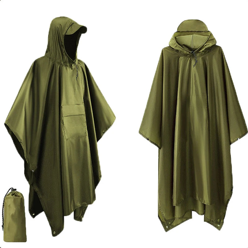 Elegant outdoor raincoat with hood & waterproof.