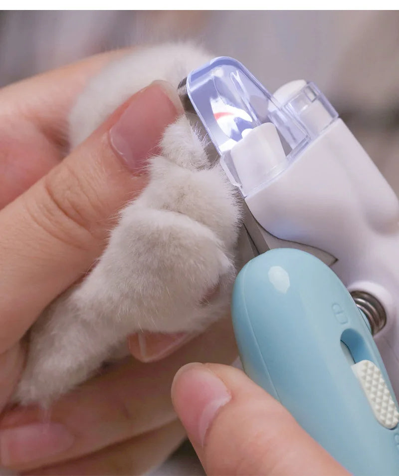 Pet nail clippers with electric LED light.