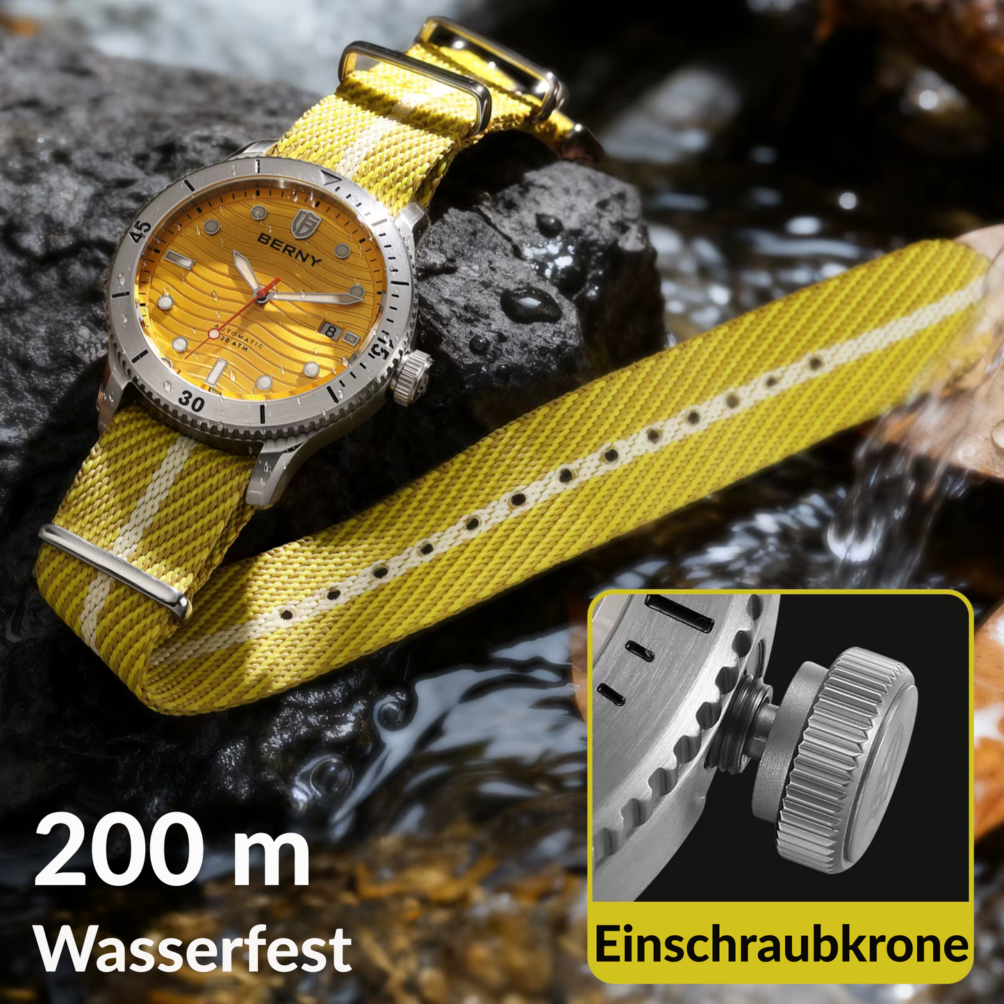 Montre de plongée automatique pour homme.