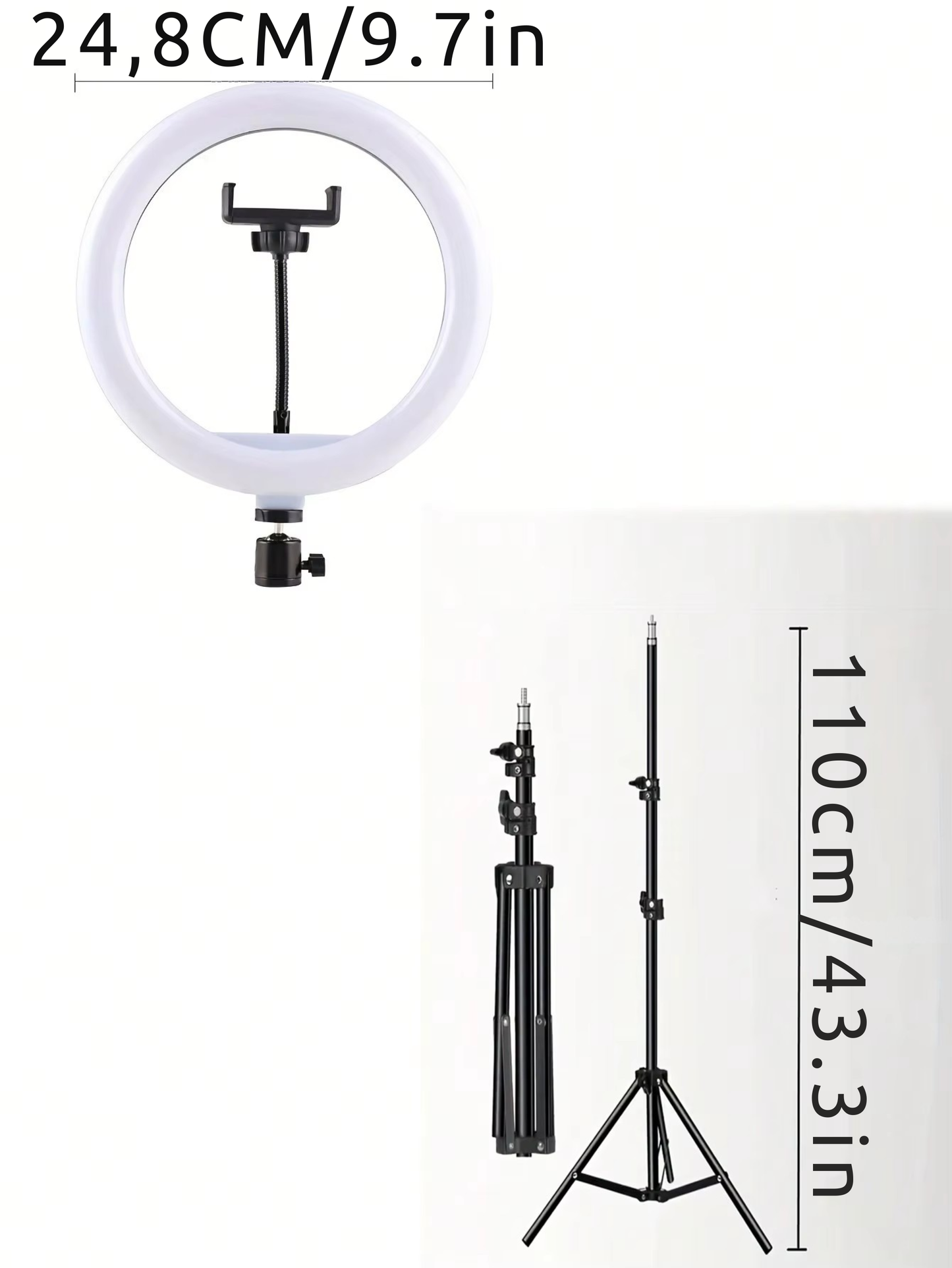 Tripod, live stream ring light, selfie remote control.