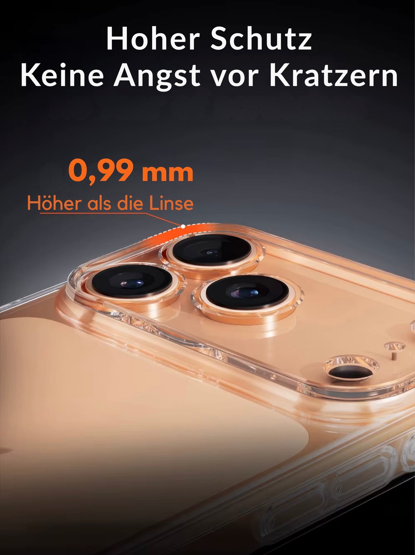 Étui de protection d'objectif transparent en polycarbonate anti-jaunissement pour iPhone 17 Pro Max.