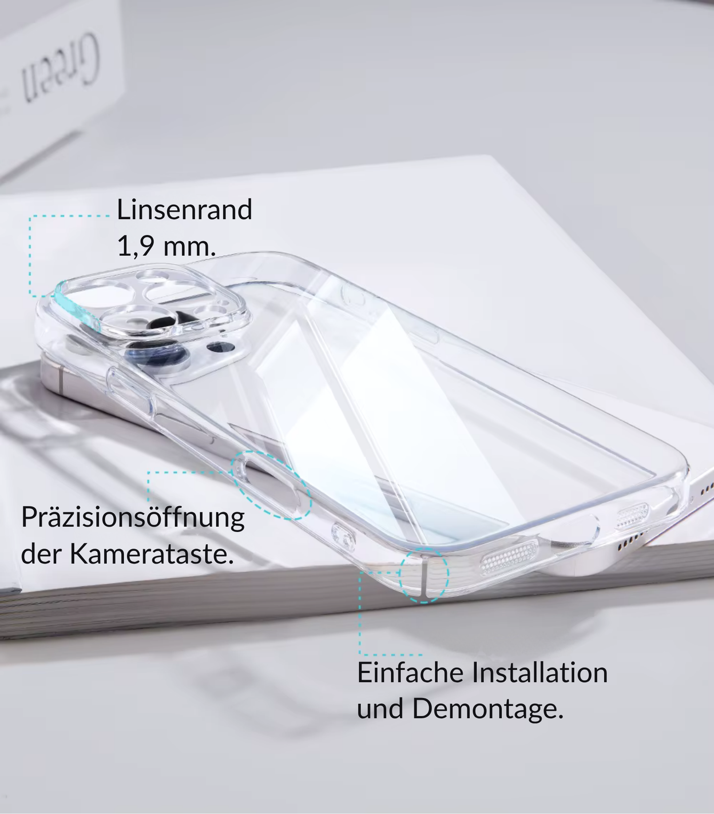 Étui de protection d'objectif transparent en polycarbonate anti-jaunissement pour iPhone 17 Pro Max.