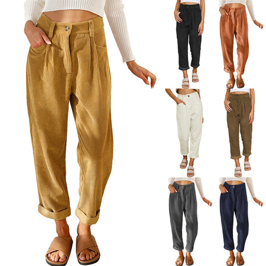 New Women Pants Casual Spring Autumn High Waist Pantalones.