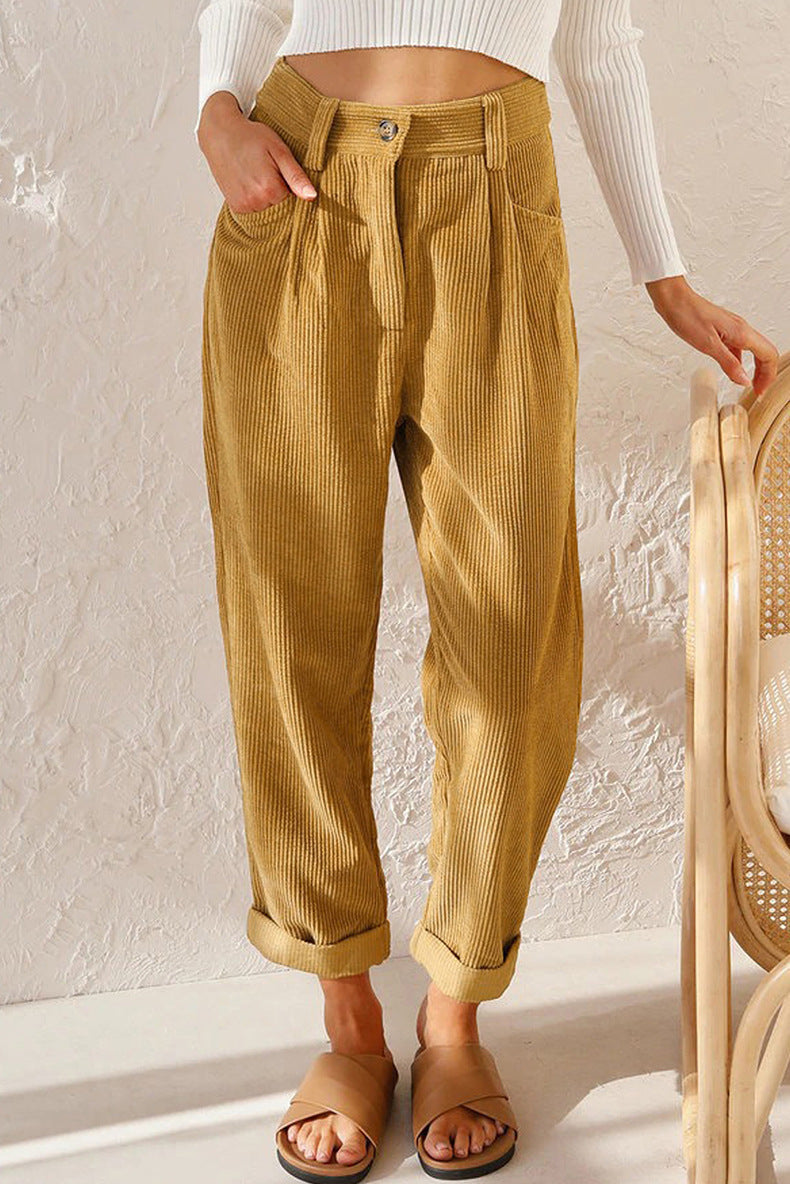 Neue Damen Hose Causal Frühling Herbst High Waist Pantalones.