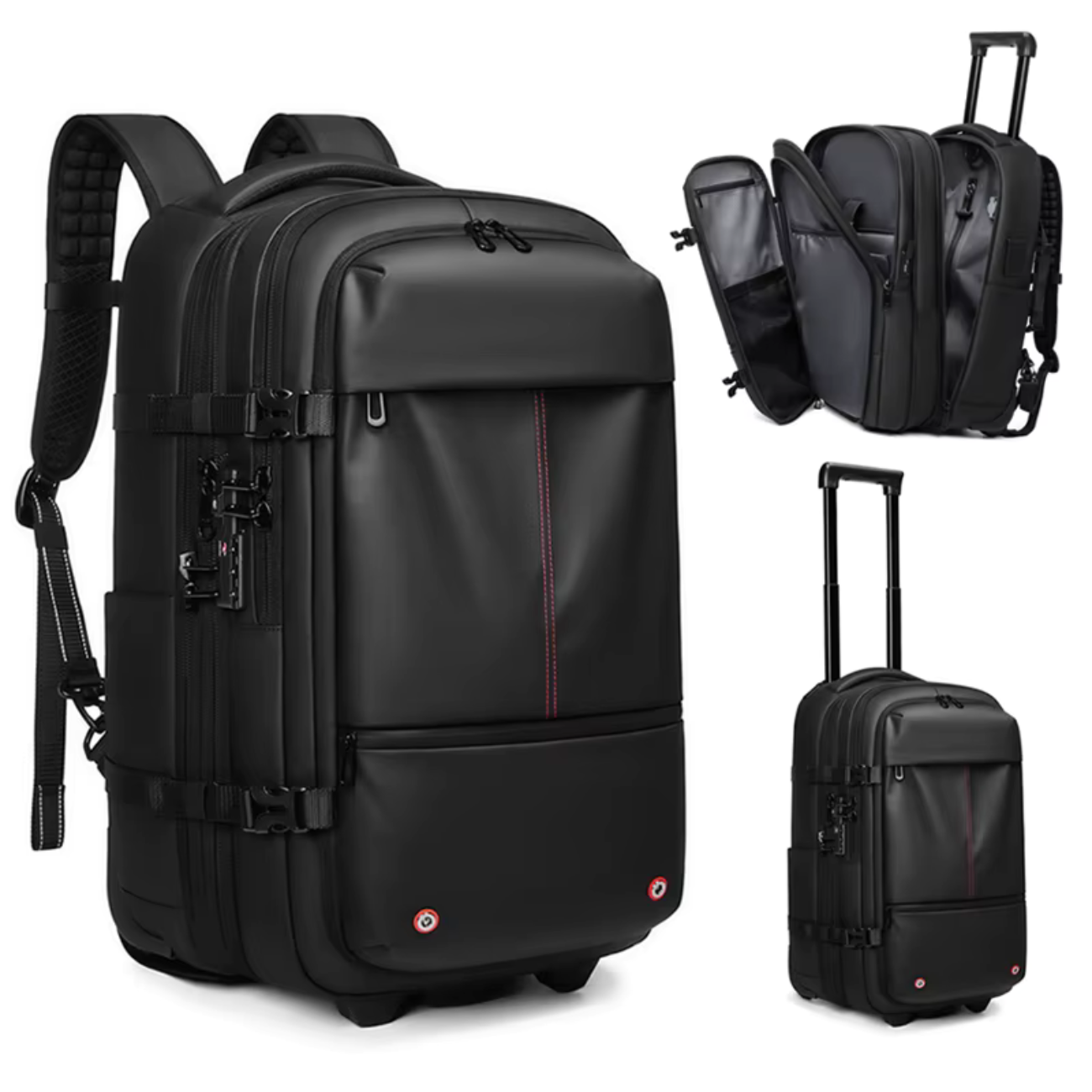 Vacuum compression luggage trolley backpack.