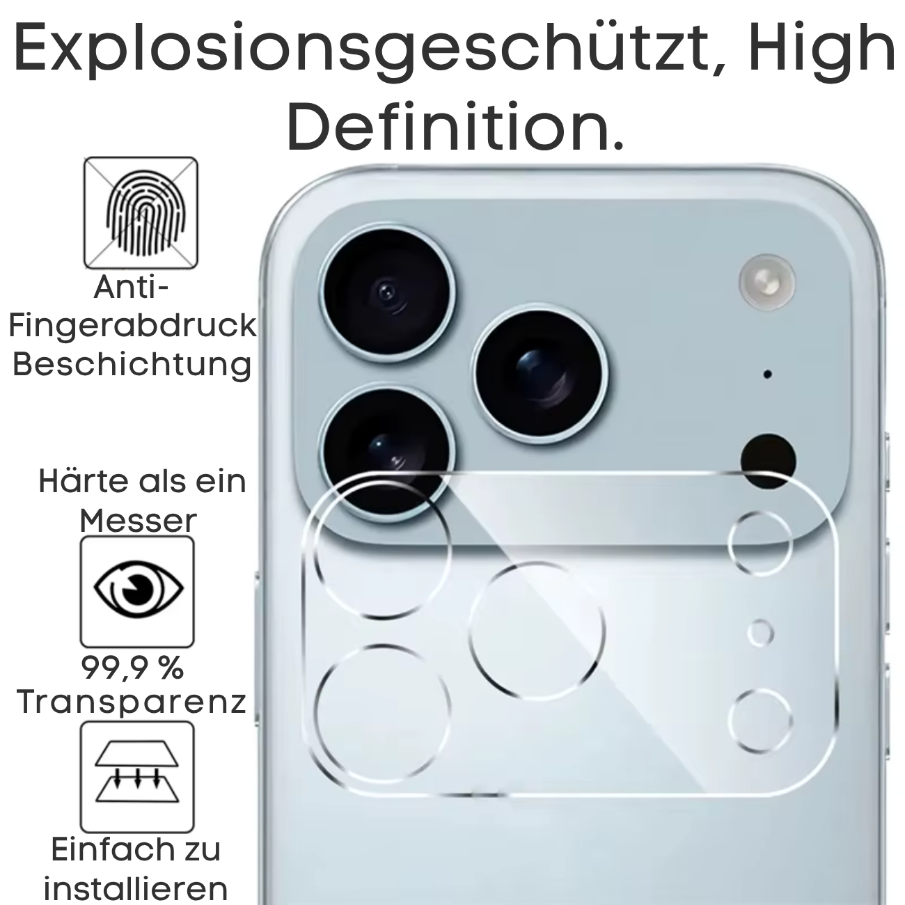 Protecteur d'appareil photo en verre trempé pour iPhone 17.