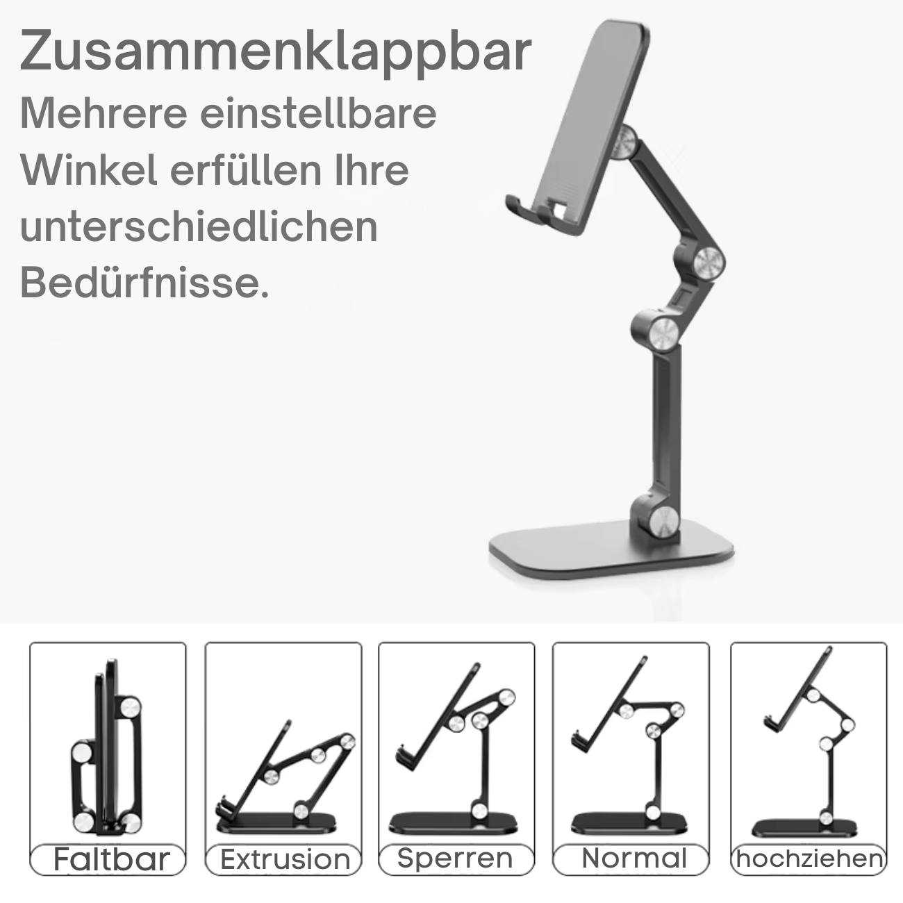 Support de téléphone de bureau pliable en trois sections.