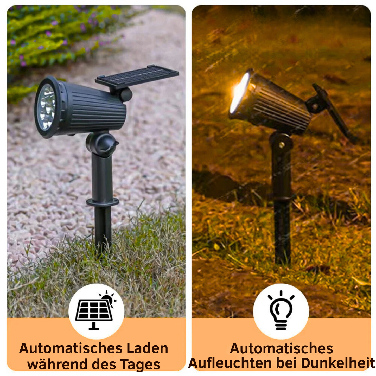 9-LED-Solarstrahler, IP65, wasserdicht, für den Außenbereich.