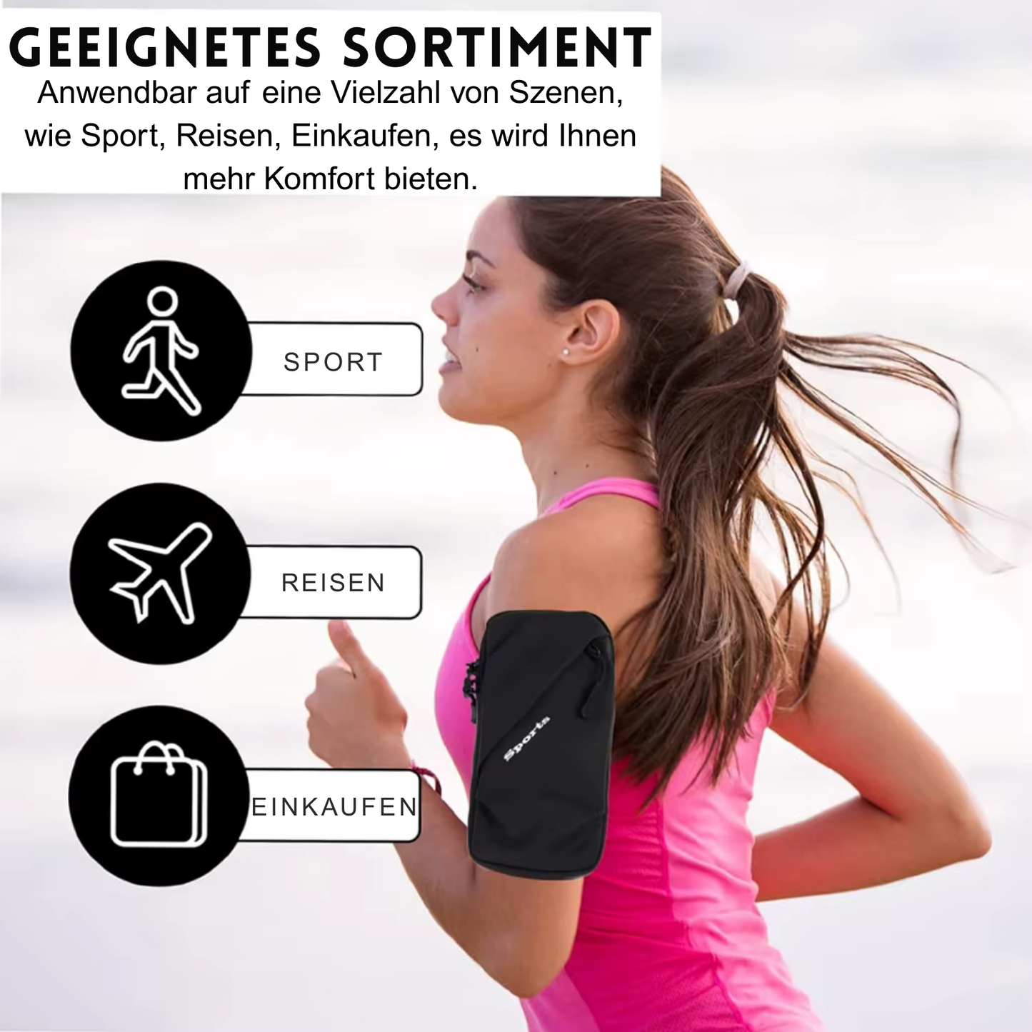 Brassard de sport universel étanche en PU pour smartphone, sac de course, sac de sport pour téléphone portable, accessoires de course