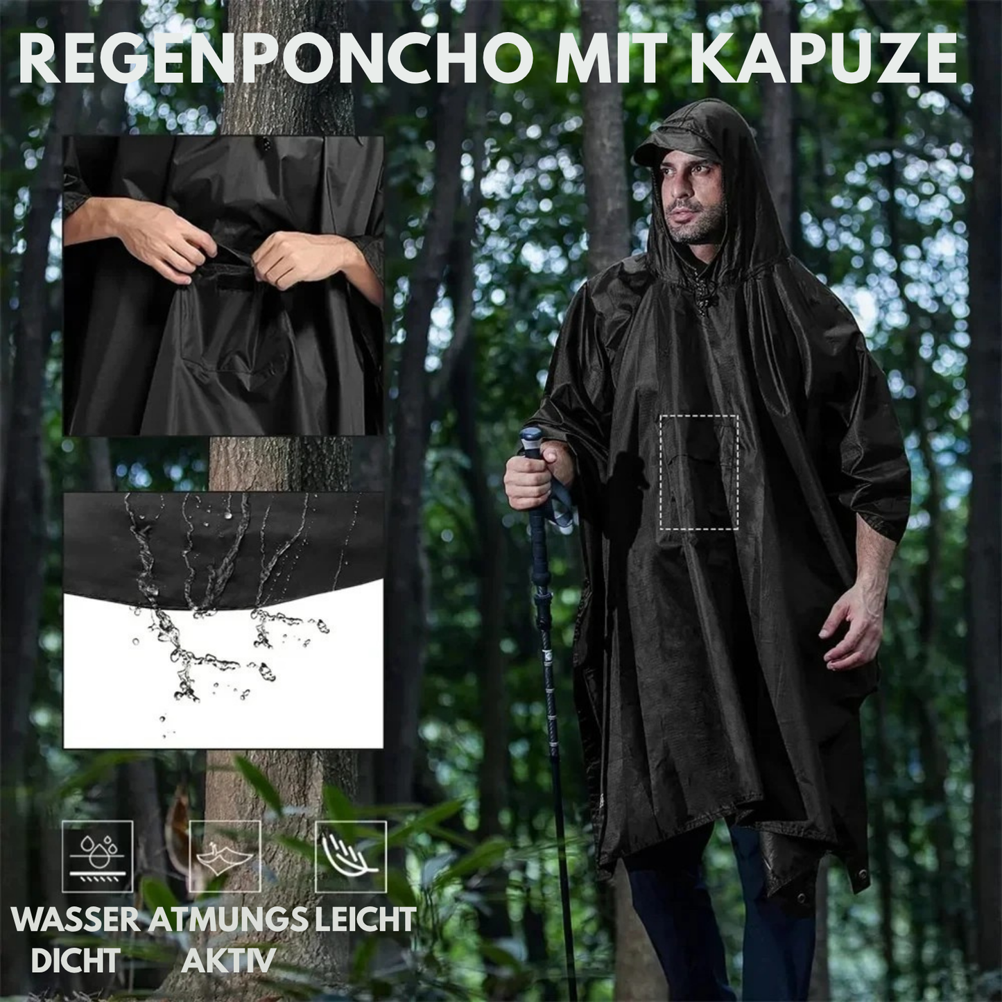 Imperméable d'extérieur élégant avec capuche et imperméable.