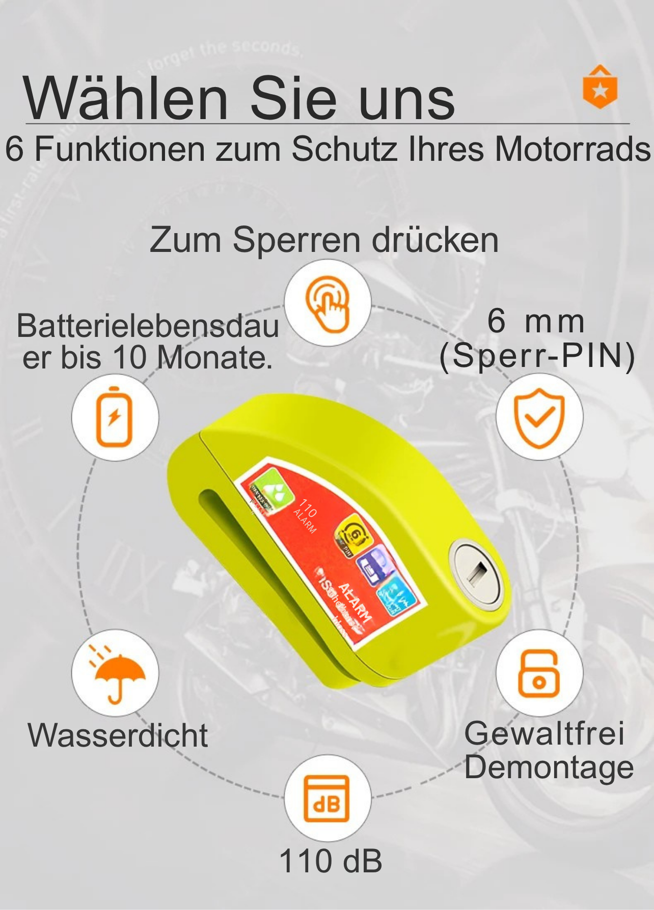 Motorcycle - Bicycle Lock Alarm Security Protection