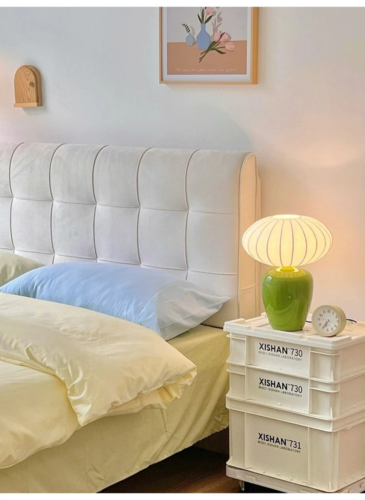 Keramik Schreibtischlampe Retro Seide Tischleuchte Nachttischlampe für Schlafzimmer, Wohnzimmer-Arbeitszimmer.