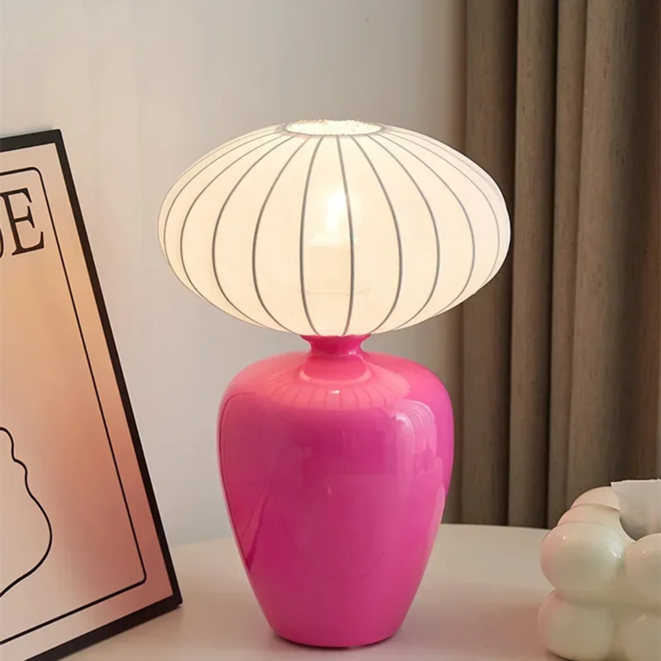 Keramik Schreibtischlampe Retro Seide Tischleuchte Nachttischlampe für Schlafzimmer, Wohnzimmer-Arbeitszimmer.
