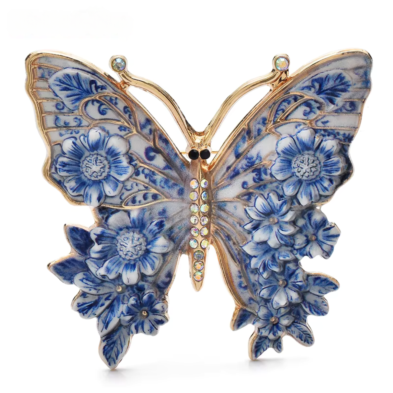 Vintage large flower butterfly brooches for women.