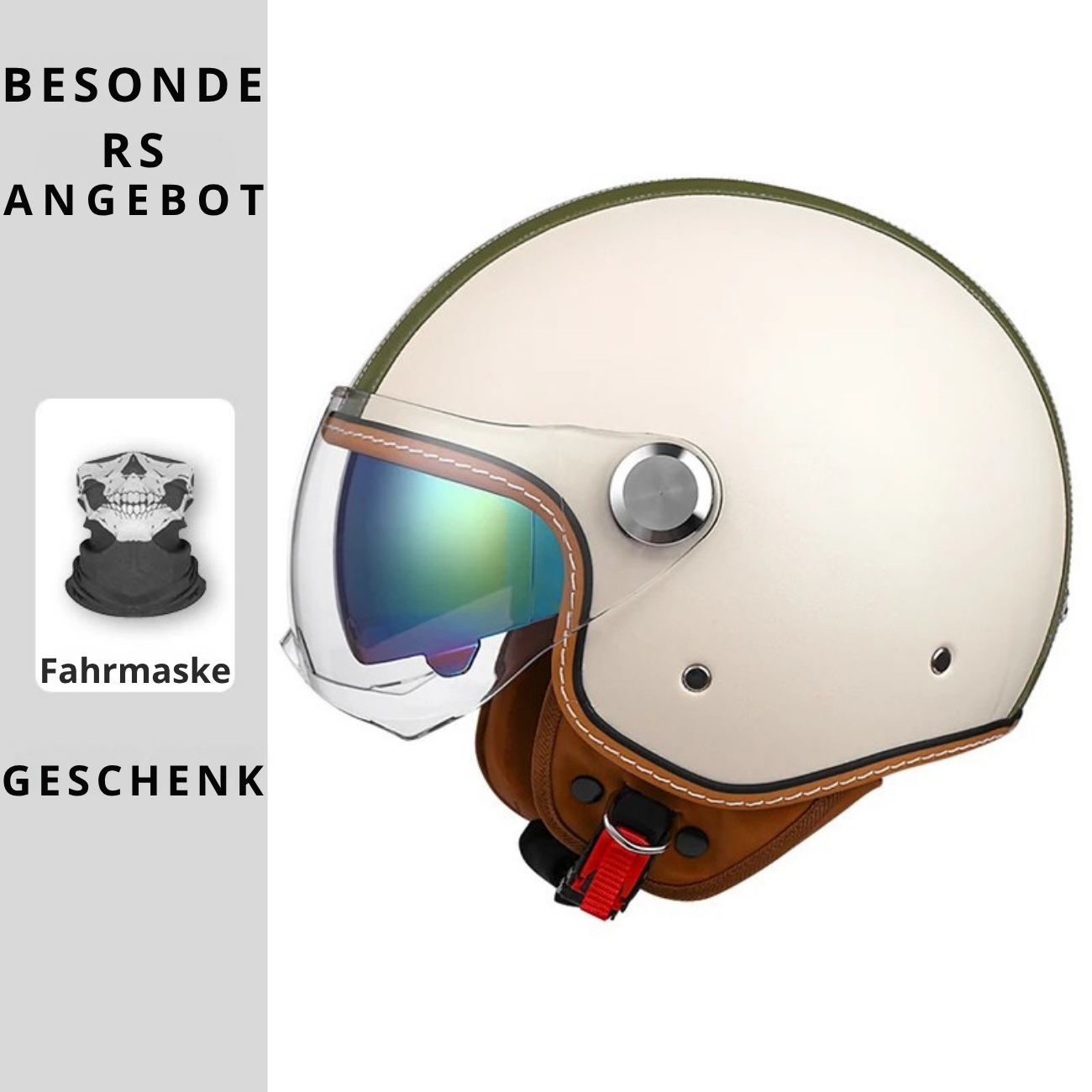 Open face leather motorcycle helmets.