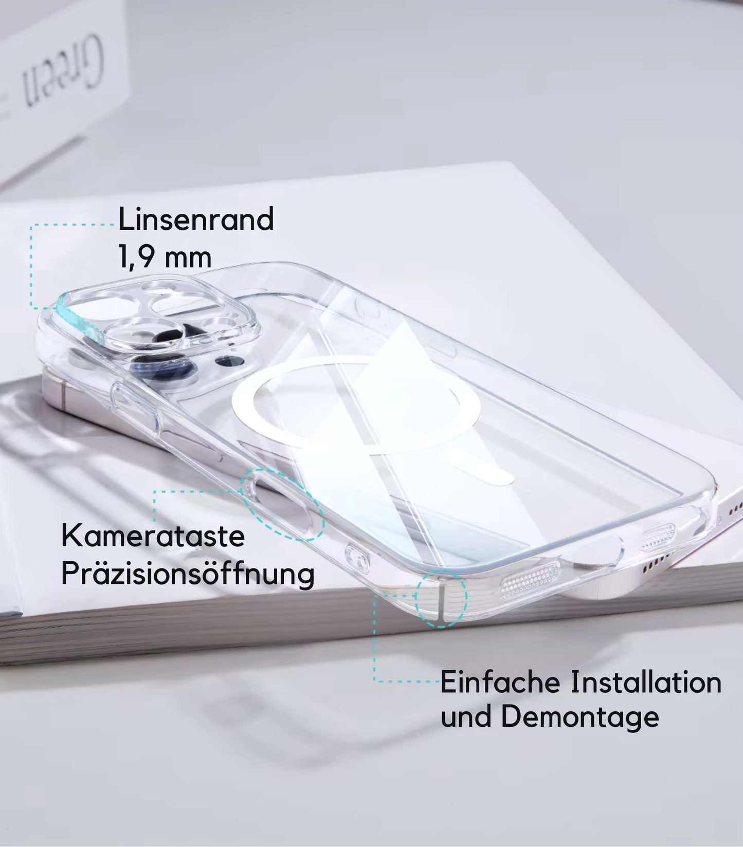 Étui magnétique transparent anti-jaunissement pour iPhone 17 Pro Max. 