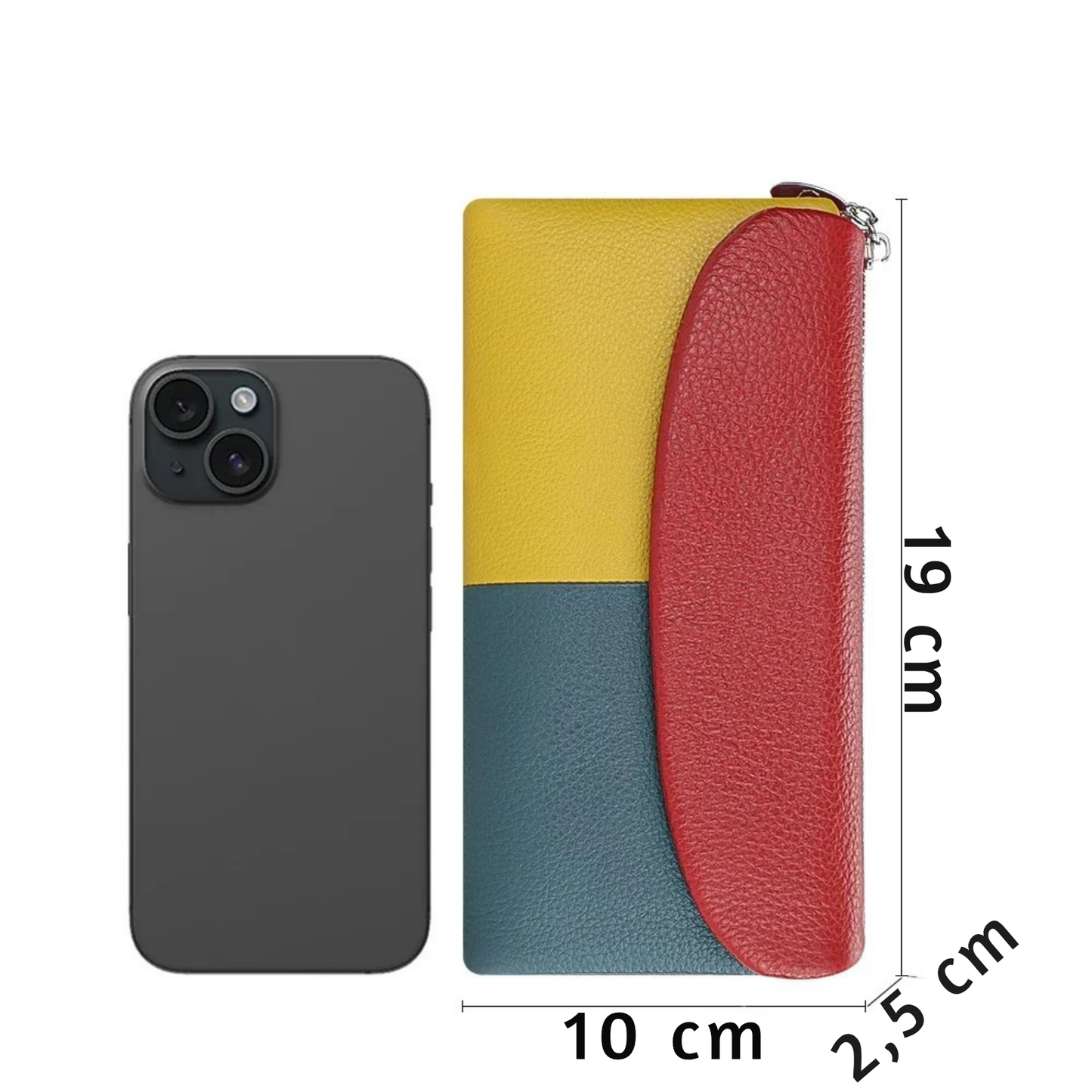 RFID long wallet for women made of genuine leather, with multiple slots.