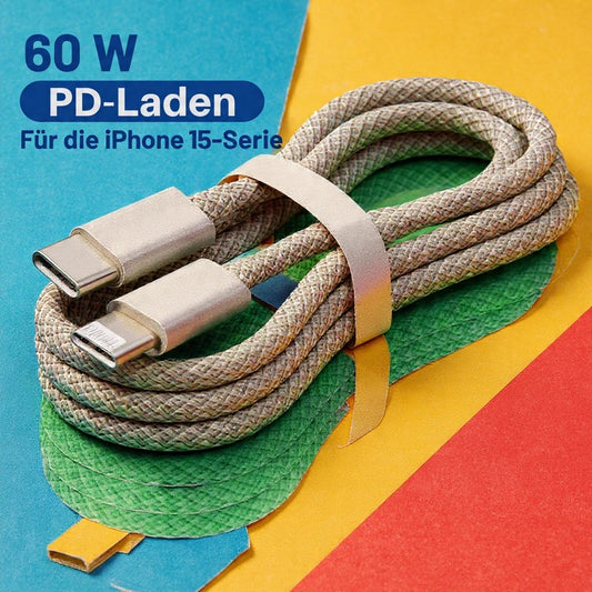 Câble de charge USB PD 60W pour téléphone portable compatible iPhone 15, Android Samsung Huawei.