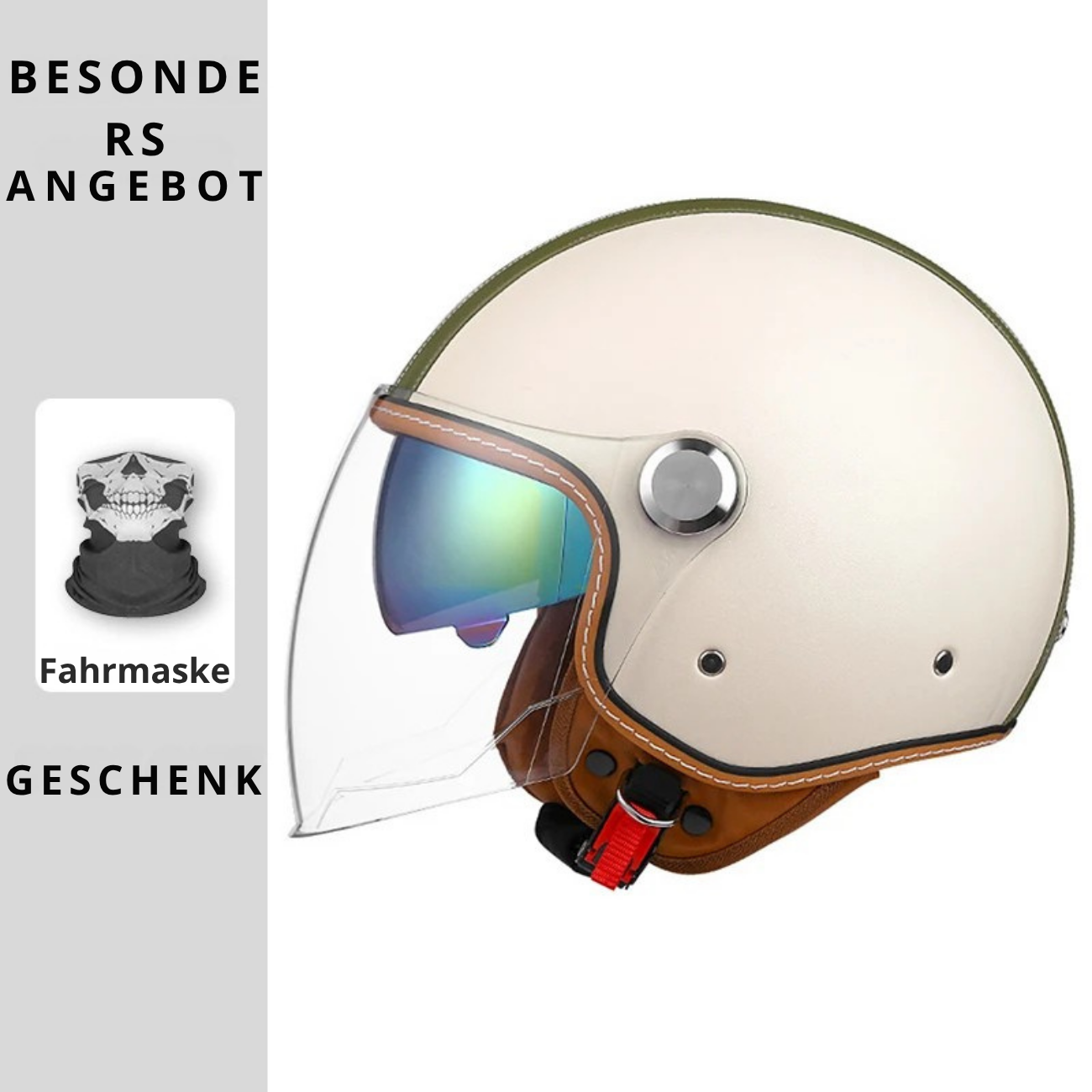 Open face leather motorcycle helmets.