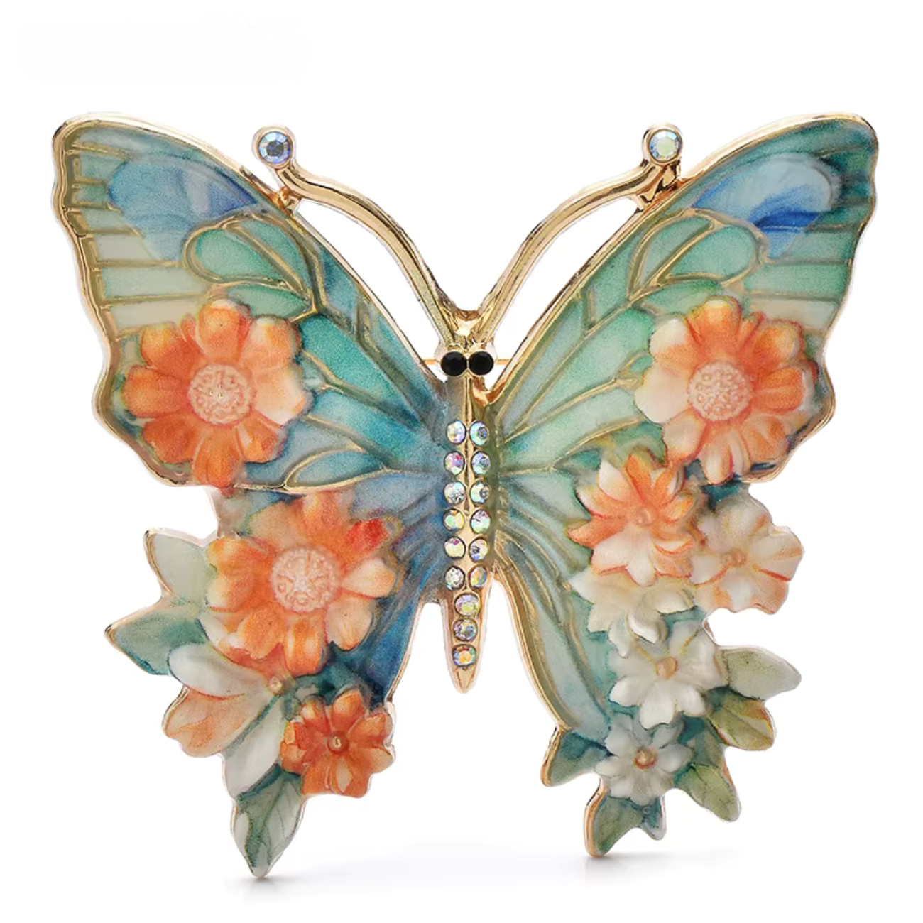 Vintage large flower butterfly brooches for women.