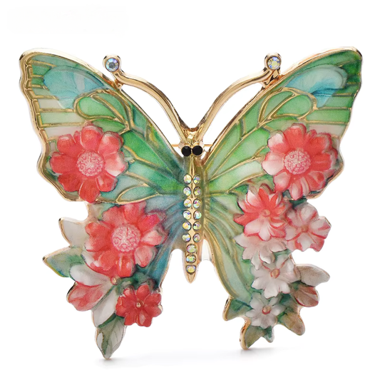 Broches vintage grandes fleurs et papillons pour femmes.