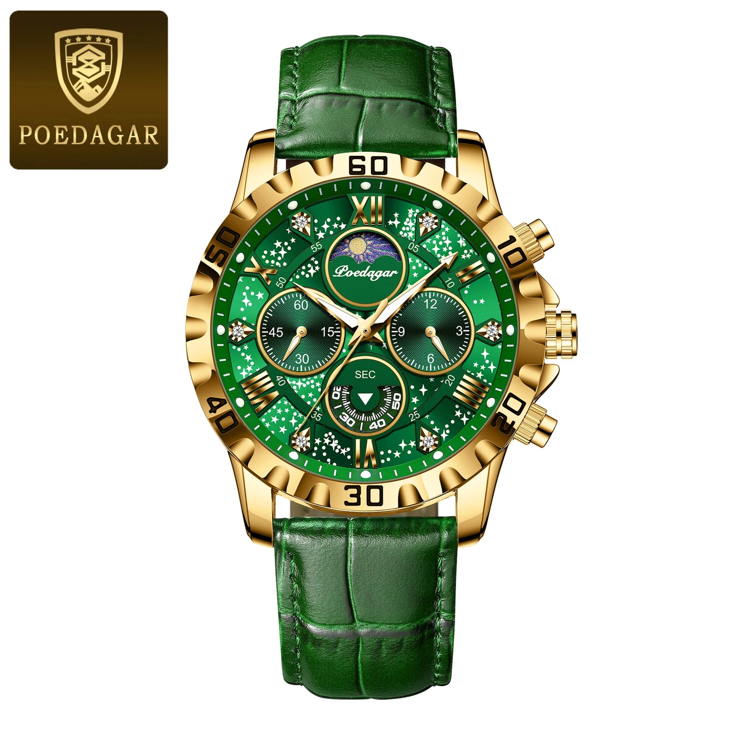 Poedagar Luxury Men's Watch Waterproof Luminous Chronograph for the High-Quality Quartz Men's Watches