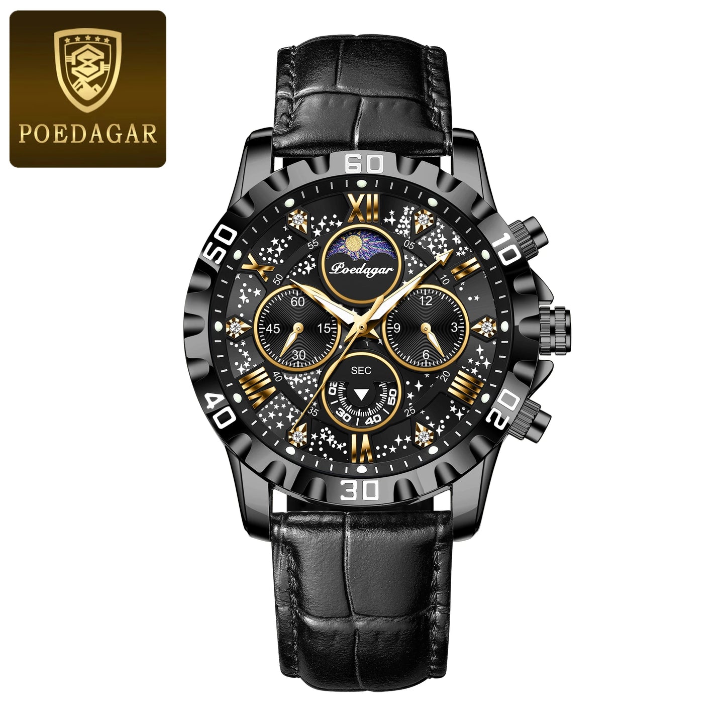 Poedagar Luxury Men's Watch Waterproof Luminous Chronograph for the High-Quality Quartz Men's Watches