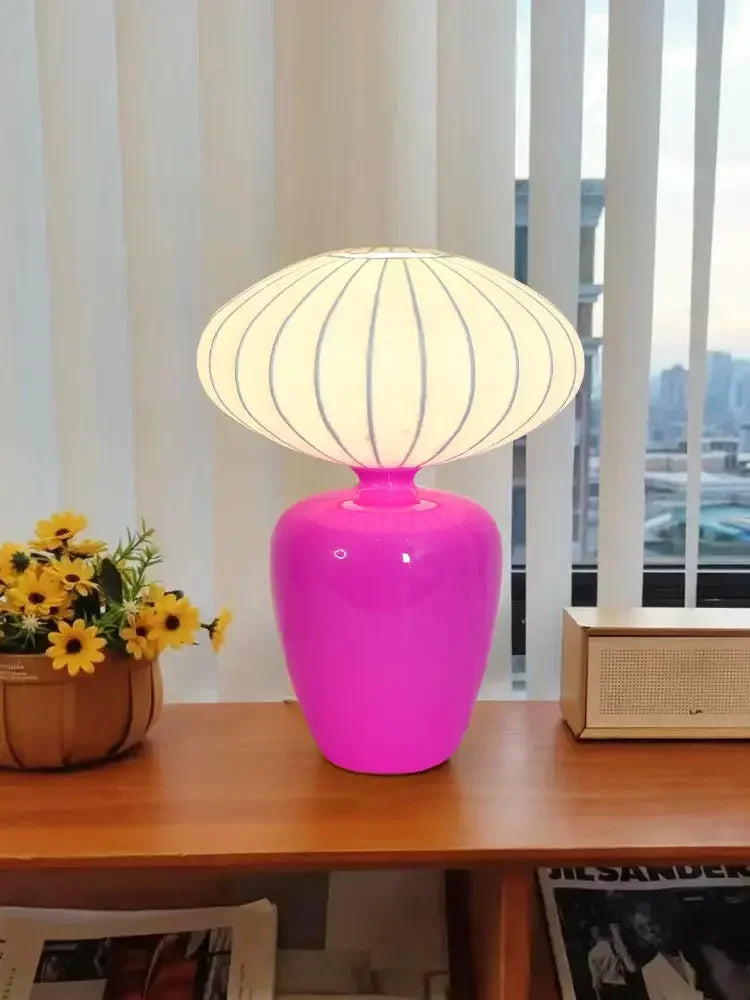 Keramik Schreibtischlampe Retro Seide Tischleuchte Nachttischlampe für Schlafzimmer, Wohnzimmer-Arbeitszimmer.