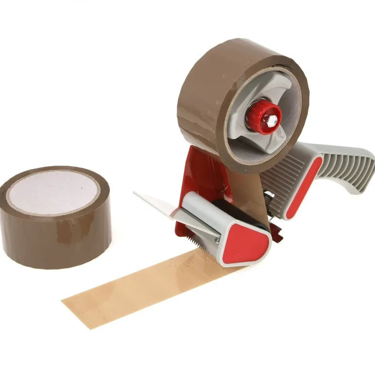 Express cutting and packaging with tape dispenser. 