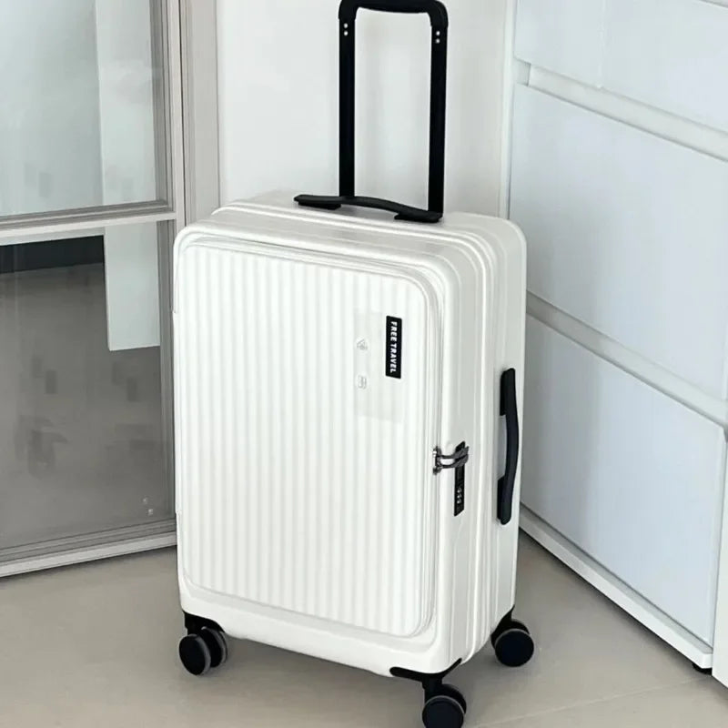 Valise de voyage à roulettes avec poche avant pour ordinateur portable, nouvelle valise extensible multifonction pour tous les bagages.