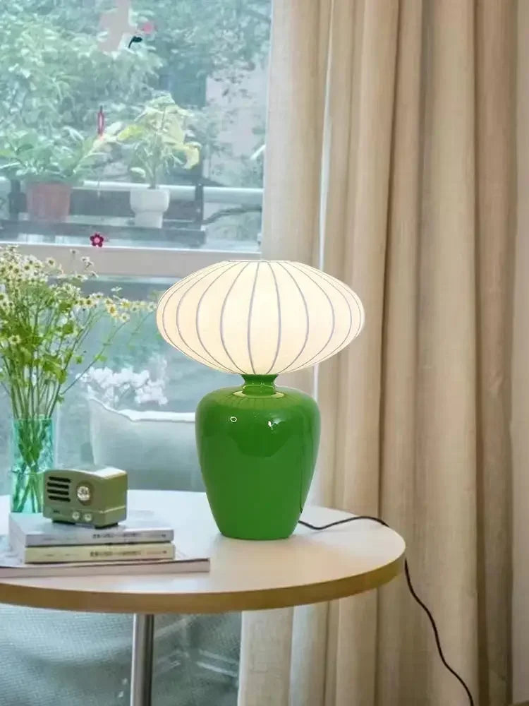 Keramik Schreibtischlampe Retro Seide Tischleuchte Nachttischlampe für Schlafzimmer, Wohnzimmer-Arbeitszimmer.