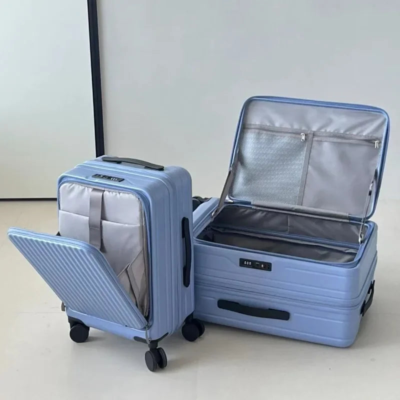 Valise de voyage à roulettes avec poche avant pour ordinateur portable, nouvelle valise extensible multifonction pour tous les bagages.
