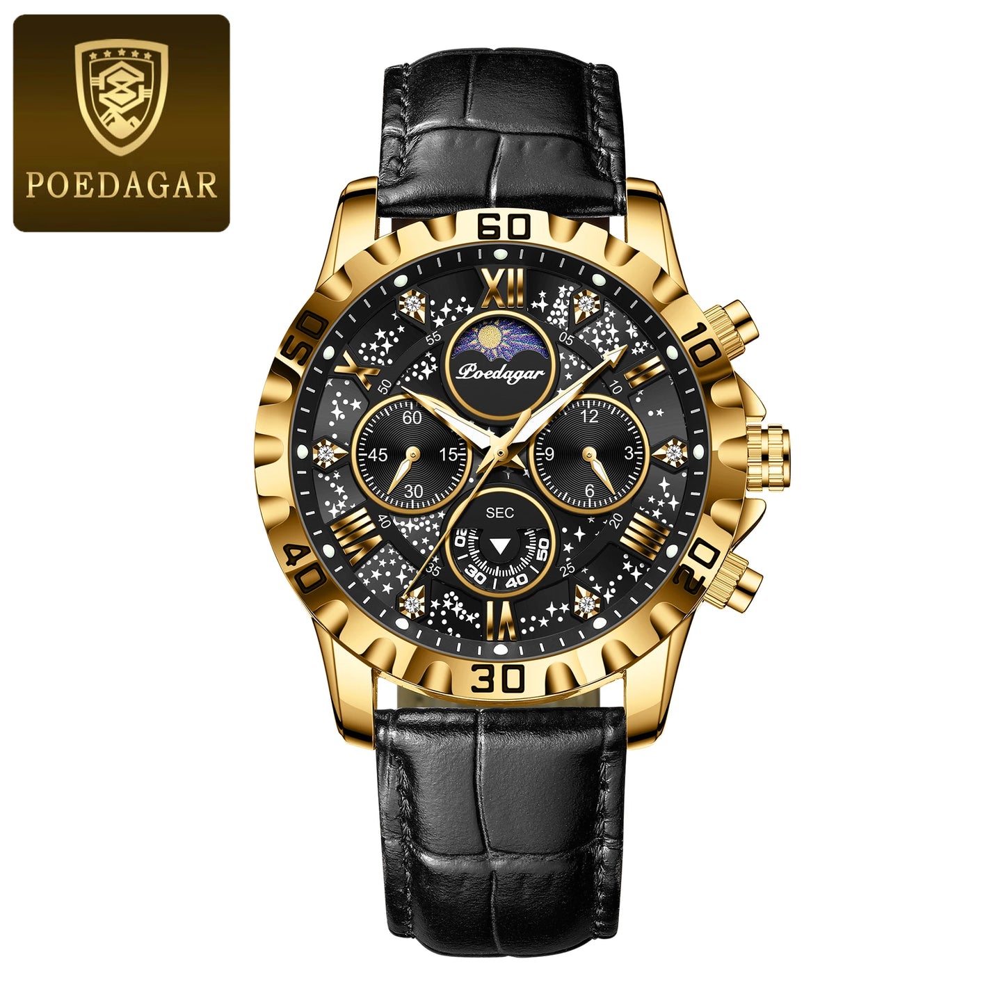 Poedagar Luxury Men's Watch Waterproof Luminous Chronograph for the High-Quality Quartz Men's Watches