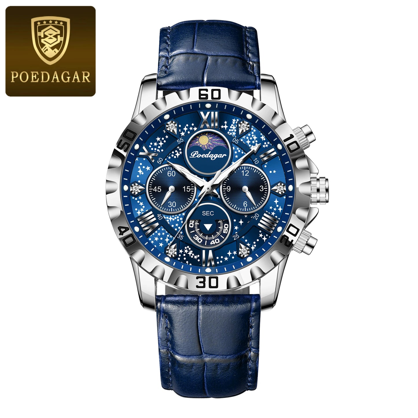 Poedagar Luxury Men's Watch Waterproof Luminous Chronograph for the High-Quality Quartz Men's Watches