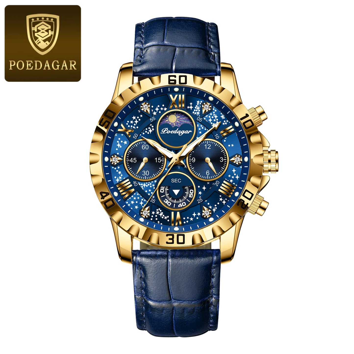 Poedagar Luxury Men's Watch Waterproof Luminous Chronograph for the High-Quality Quartz Men's Watches