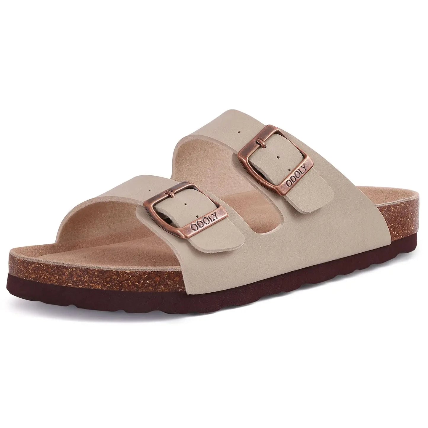 Sandales Komwarm en liège pour femmes et hommes, sabots neufs avec double boucle, mules tendance en daim, chaussures de plage antidérapantes 