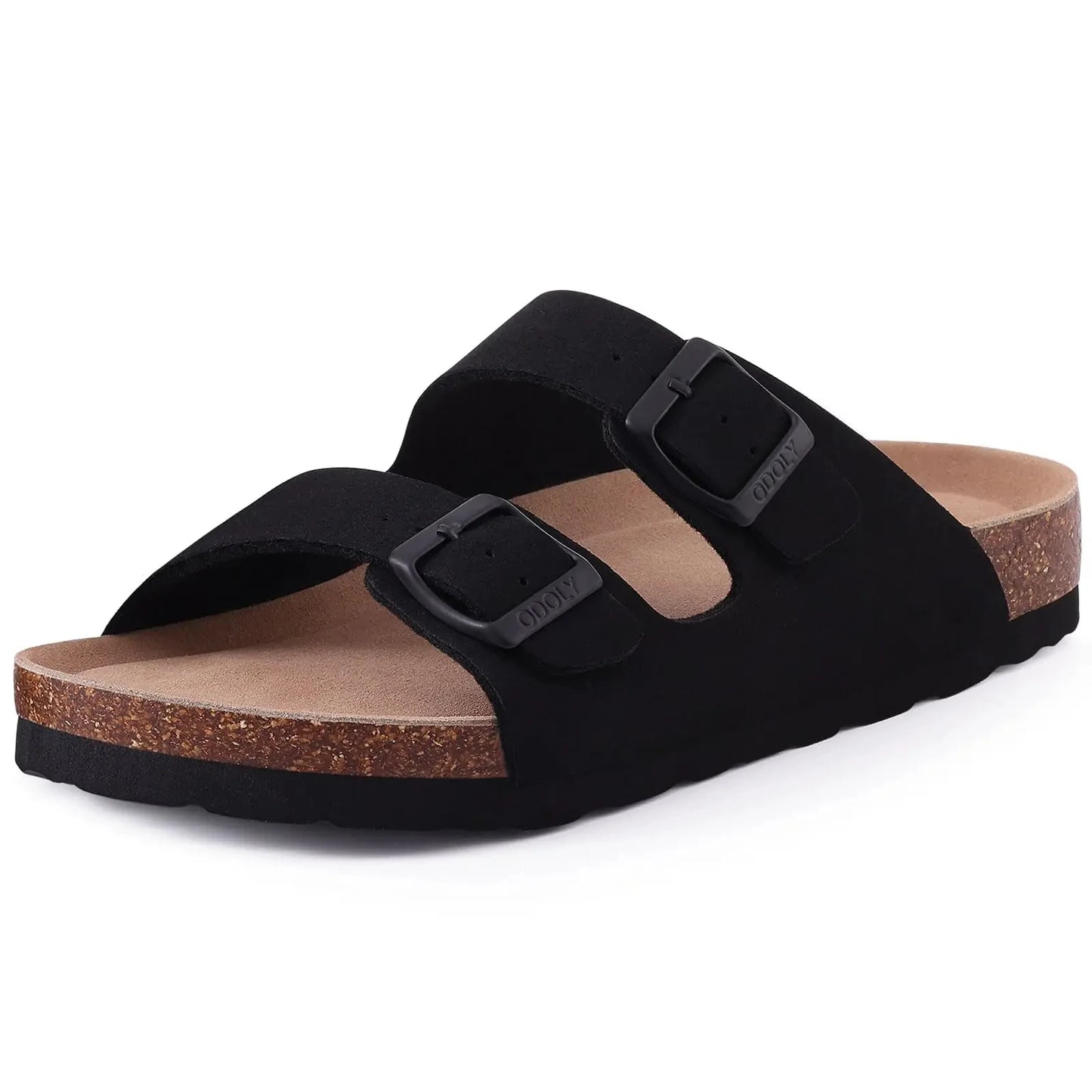 Sandales Komwarm en liège pour femmes et hommes, sabots neufs avec double boucle, mules tendance en daim, chaussures de plage antidérapantes 