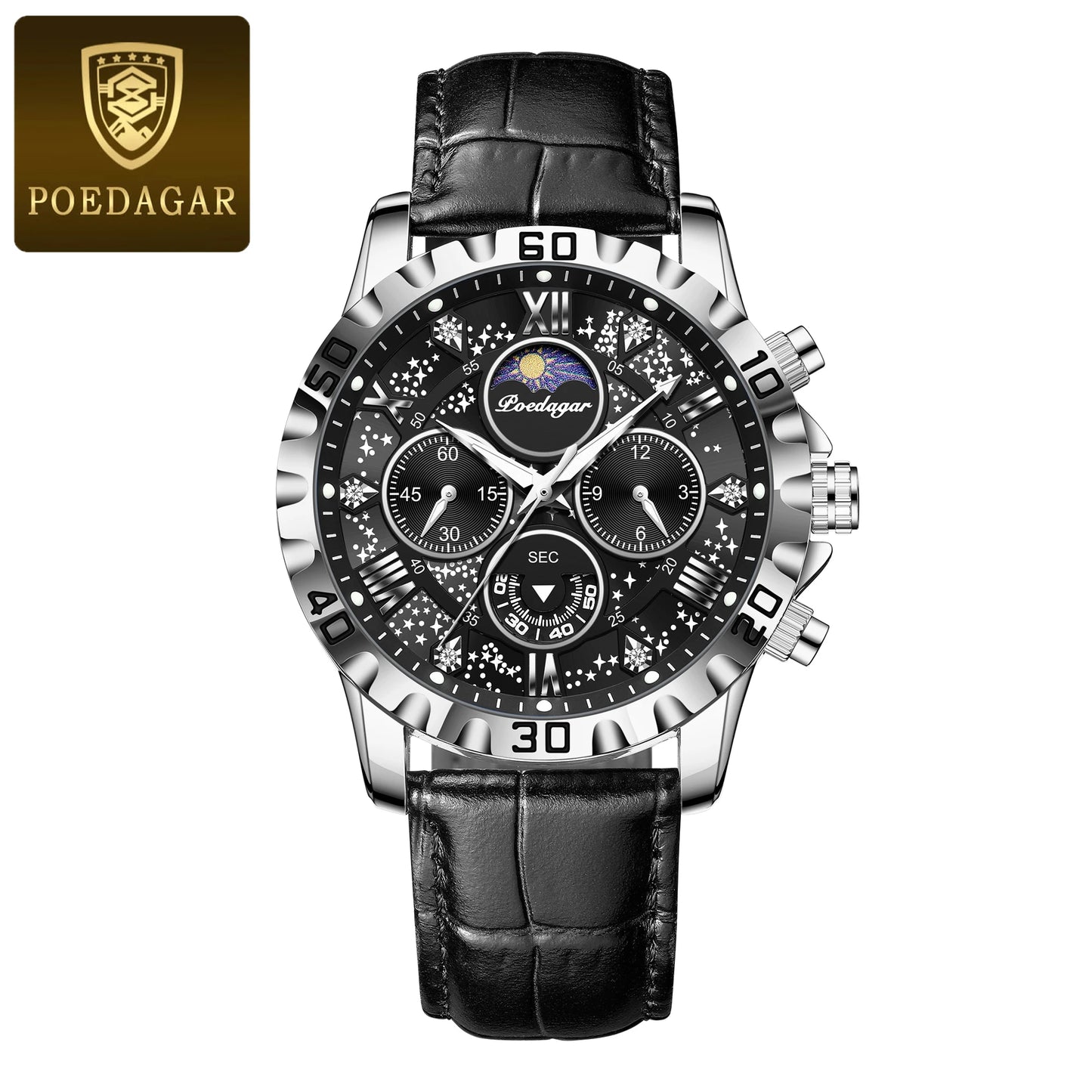 Poedagar Luxury Men's Watch Waterproof Luminous Chronograph for the High-Quality Quartz Men's Watches