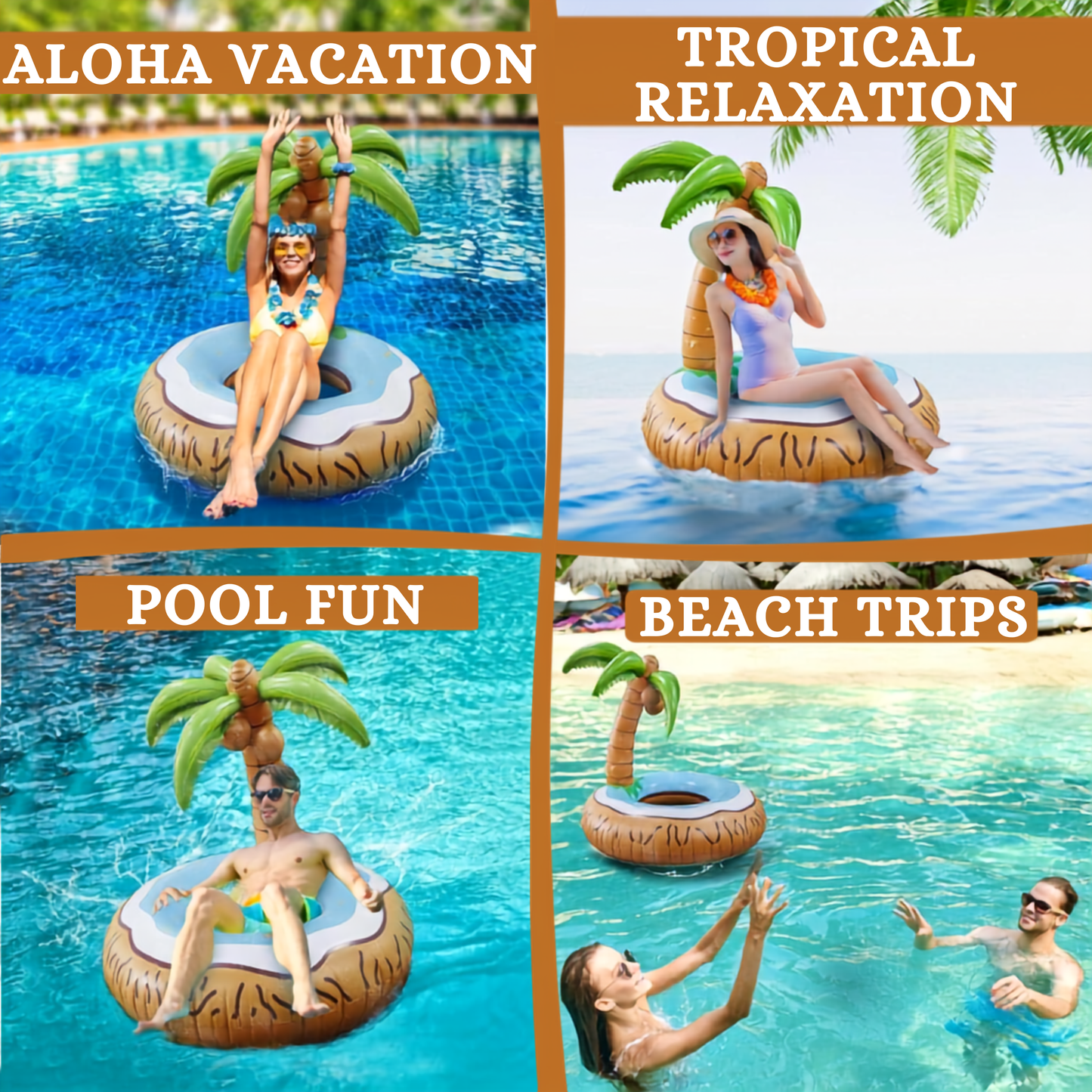 Simple Printed Coconut Tree Inflatable Backrest Recliner