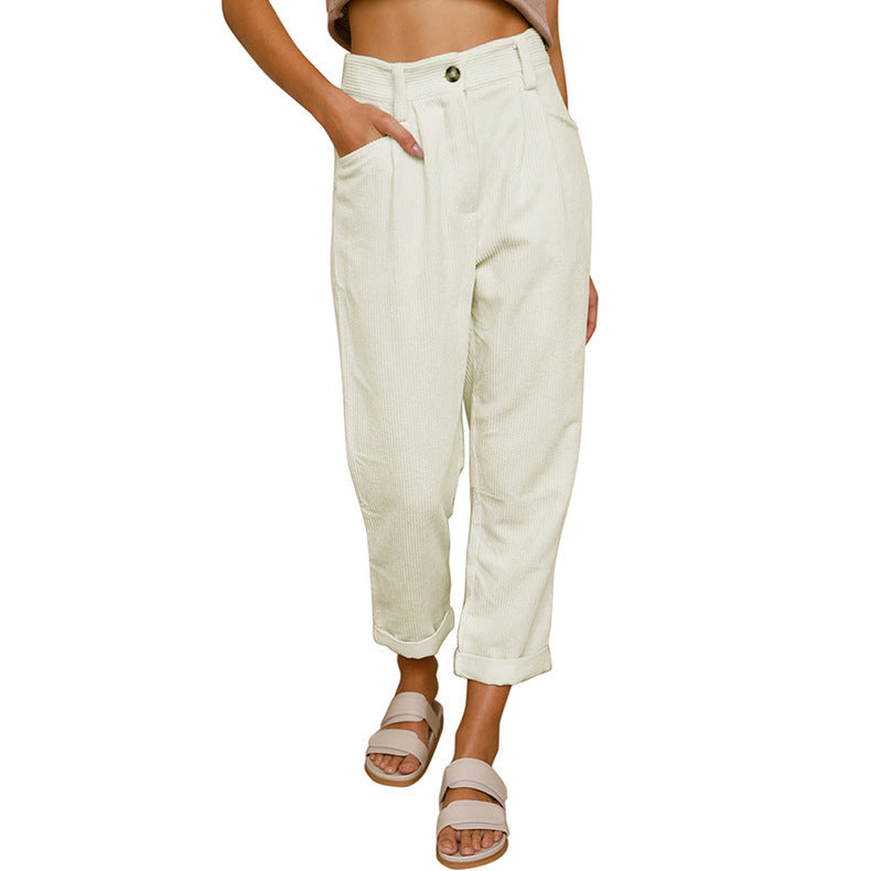 Neue Damen Hose Causal Frühling Herbst High Waist Pantalones.