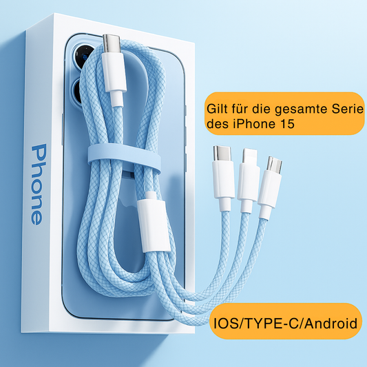 3 In 1 Schnellladekabel 100 W Für Xiaomi, iPhone, Poco Micro USB Typ C.