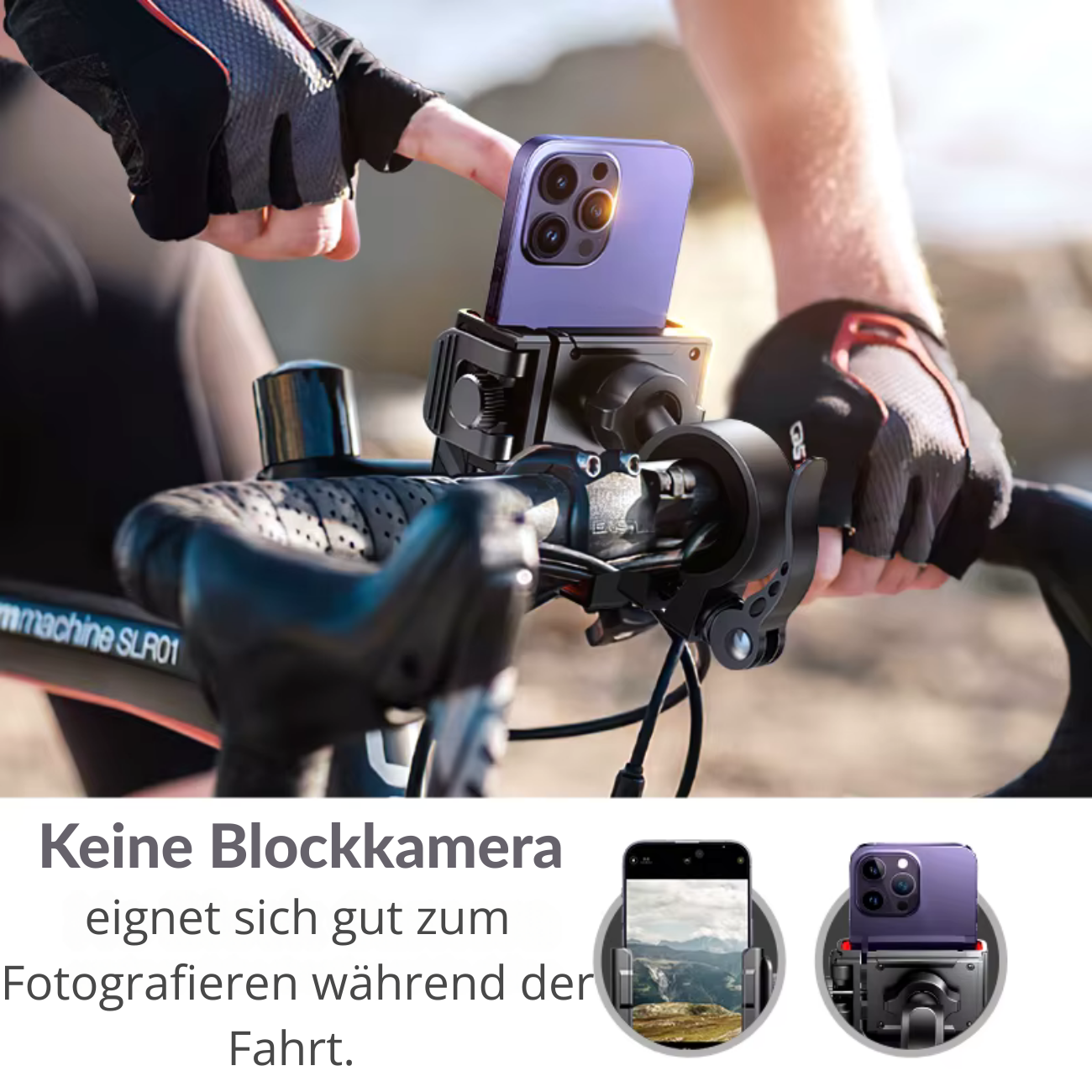 Support de téléphone universel pour moto Joyroom à verrouillage rapide pour iPhone.