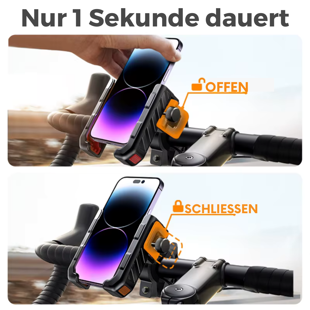 Support de téléphone universel pour moto Joyroom à verrouillage rapide pour iPhone.