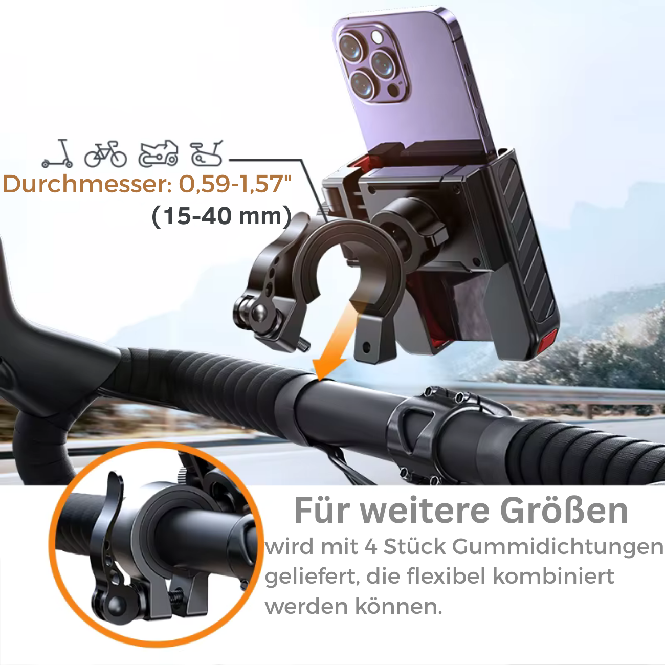 Support de téléphone universel pour moto Joyroom à verrouillage rapide pour iPhone.