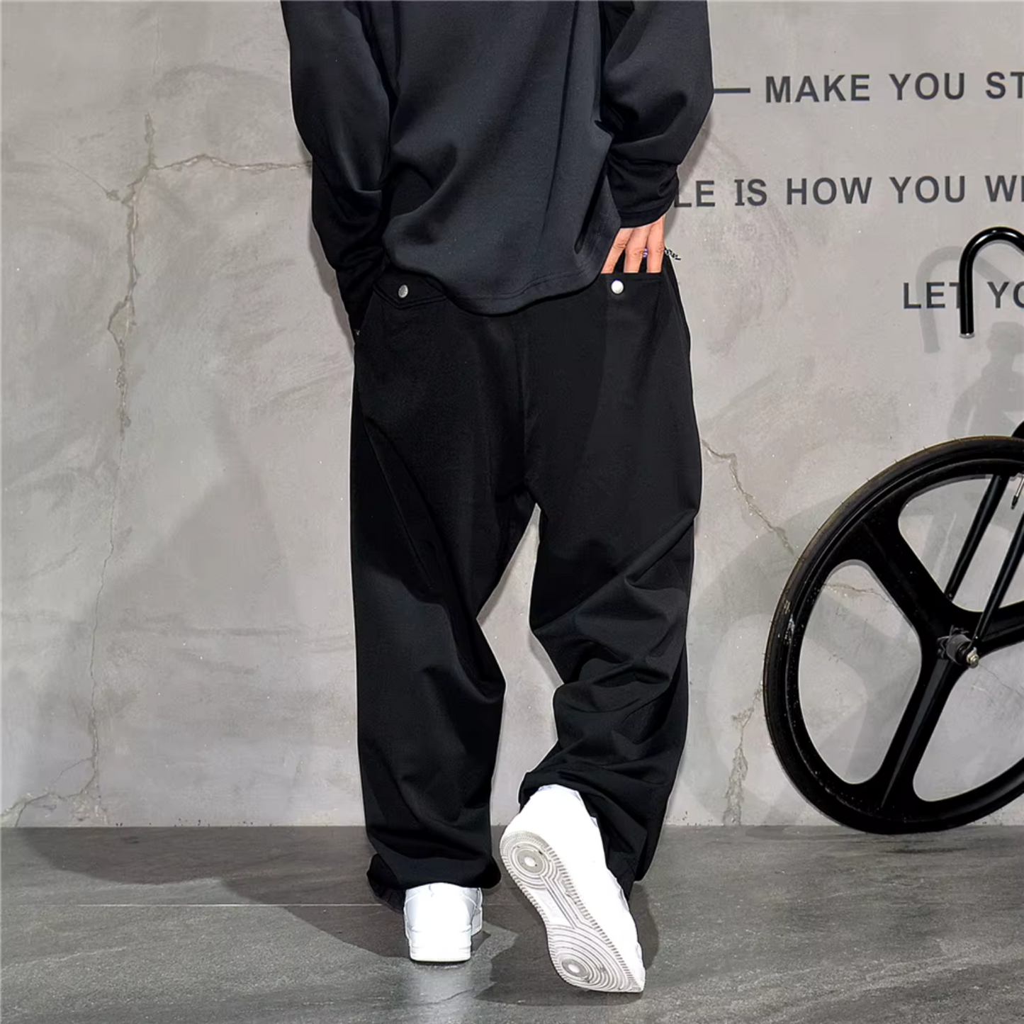 Pantalon vintage décontracté baggy tendance de haute qualité pour homme.