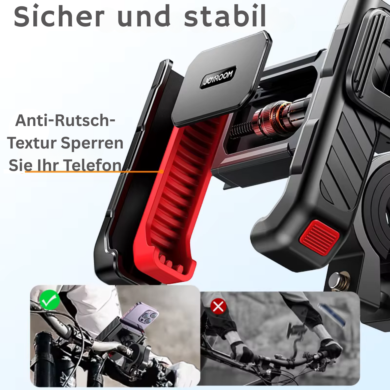 Support de téléphone universel pour moto Joyroom à verrouillage rapide pour iPhone.