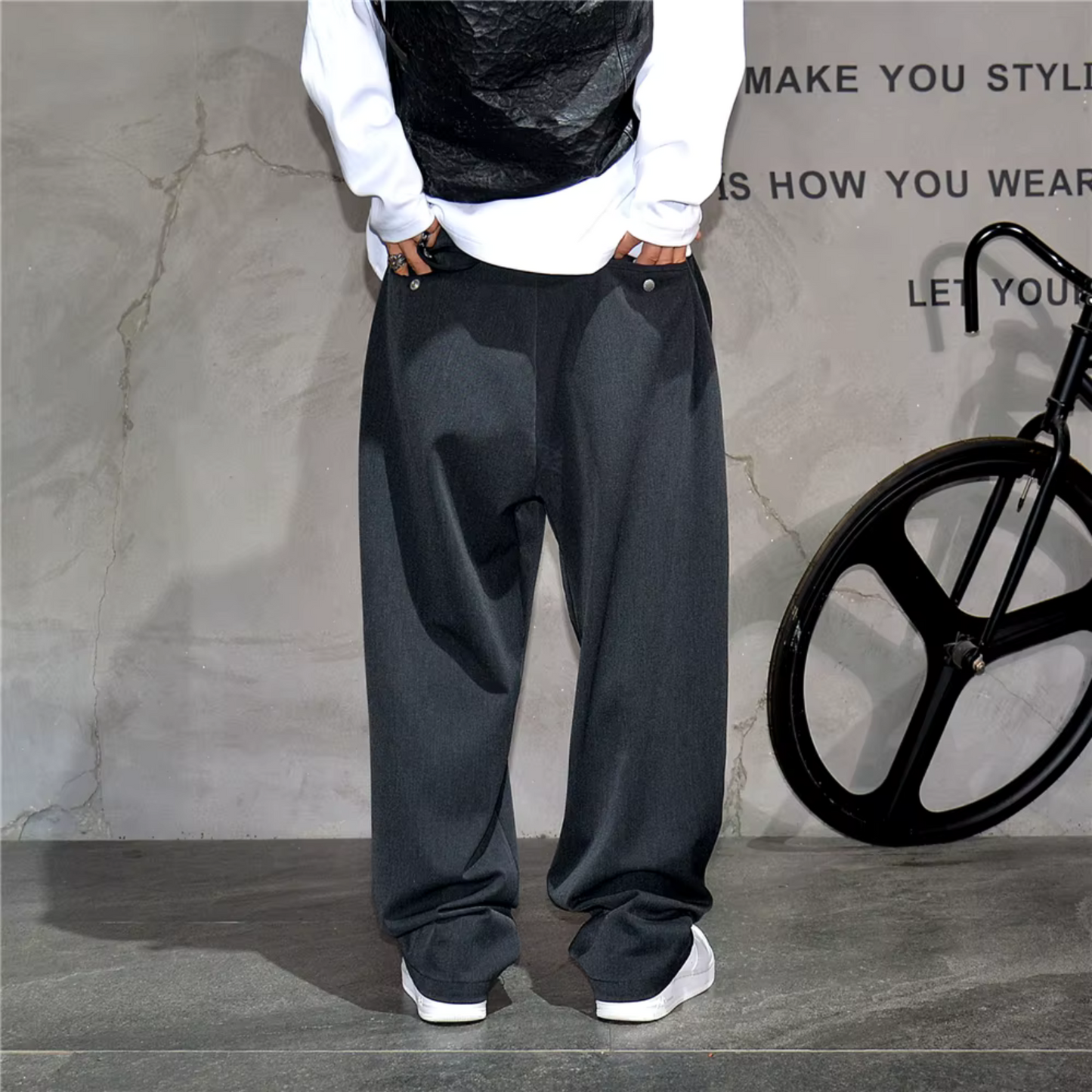 Pantalon vintage décontracté baggy tendance de haute qualité pour homme.