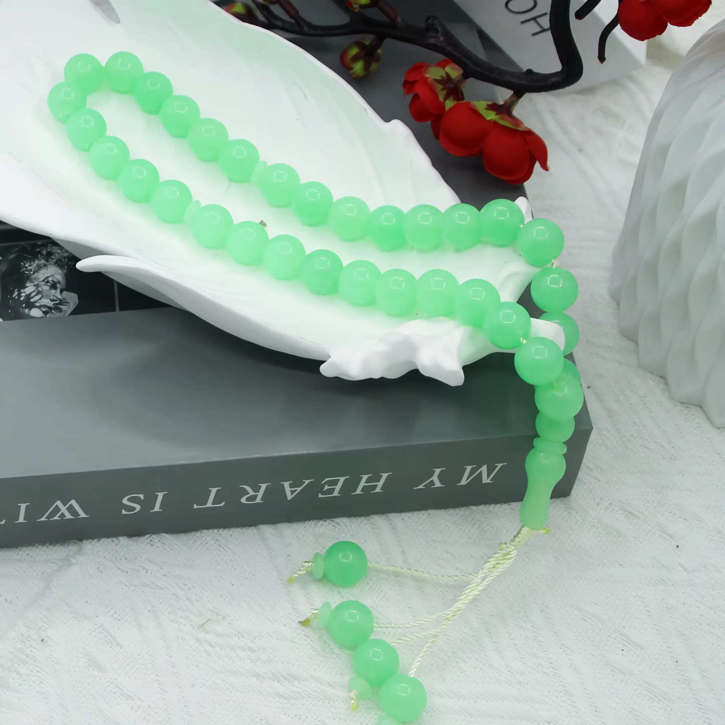 Tasbih Grün – Leuchtende Gebetskette mit Luminous Stone für Ramadan.