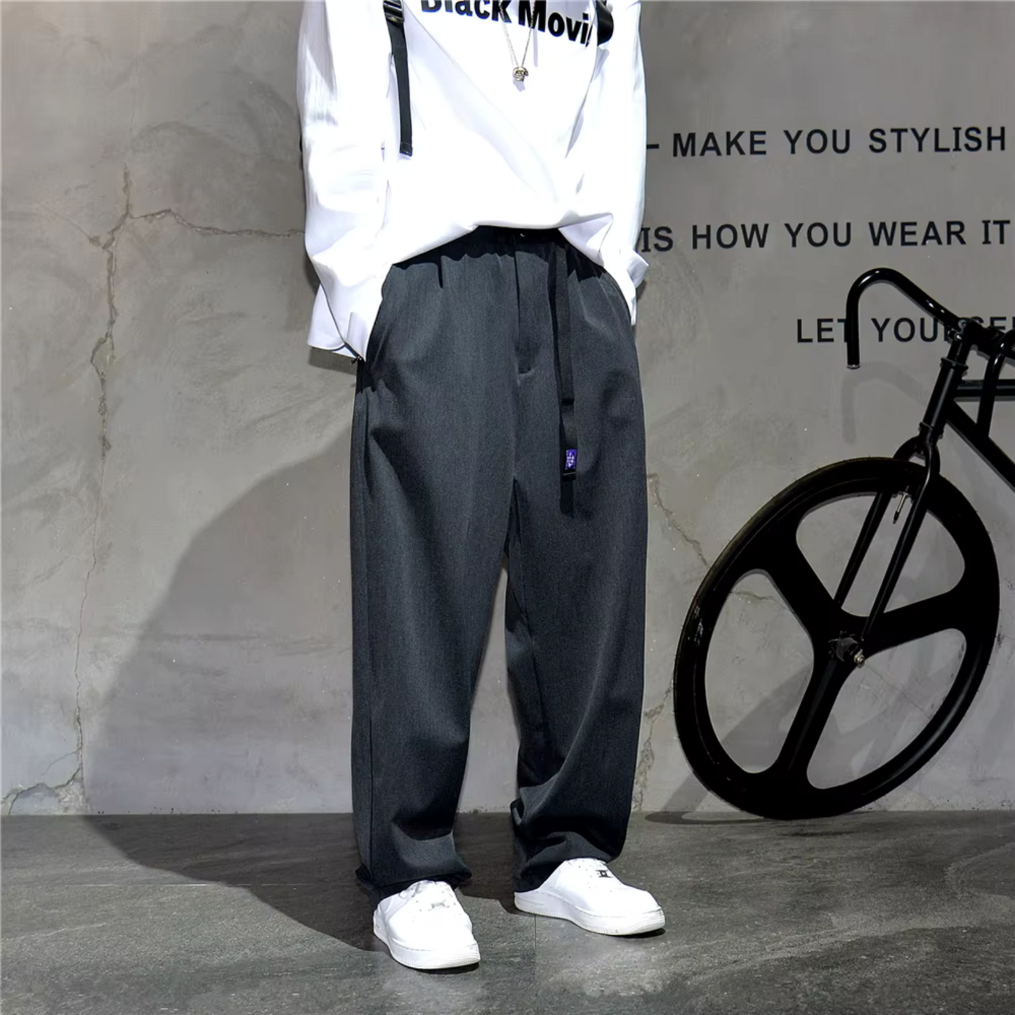 Pantalon vintage décontracté baggy tendance de haute qualité pour homme.